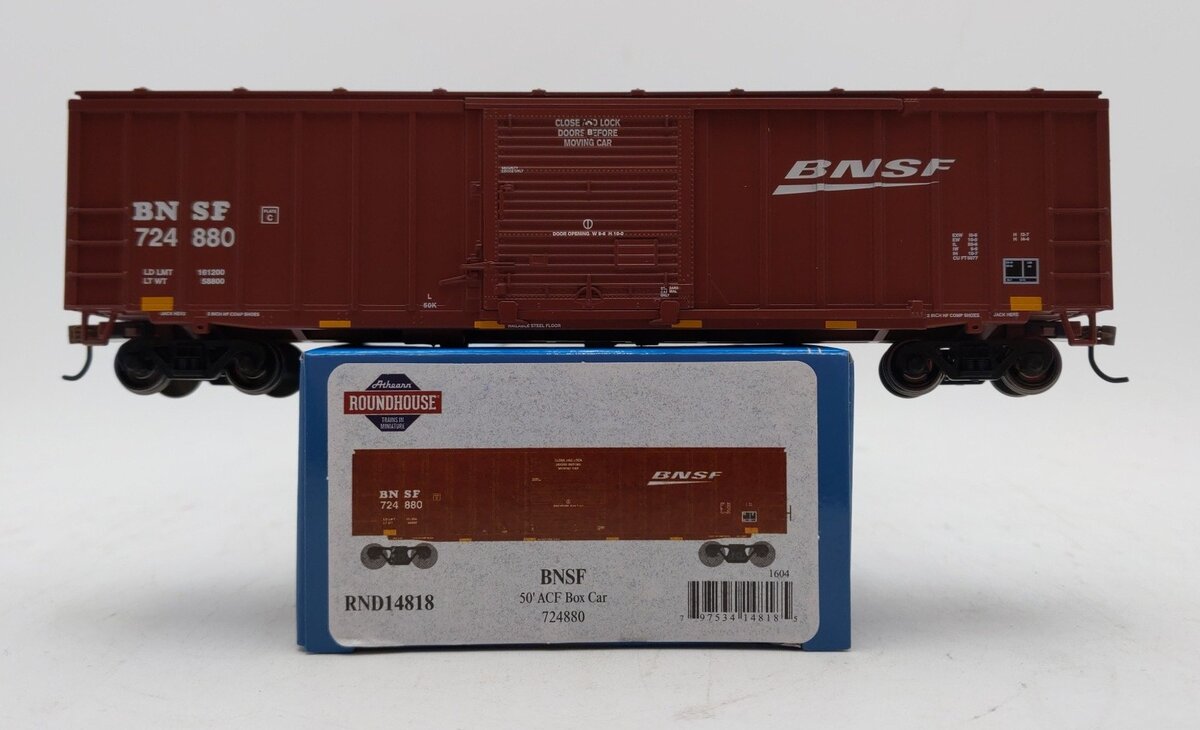 Roundhouse 14818 HO BNSF 50' ACF Outside Post Box Car #724880