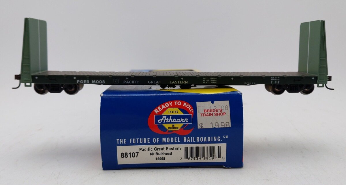 Athearn 88107 HO Scale Pacific Great Eastern 60' Bulkhead Flatcar #16008