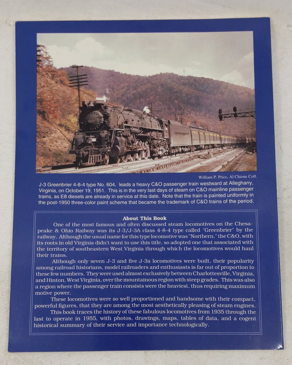 Chesapeake & Ohio Greenbrier type 4-8-4 locomotives Paperback Book EX