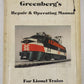 Greenberg's Repair & Operating Manual for Lionel Trains Hardcover Book