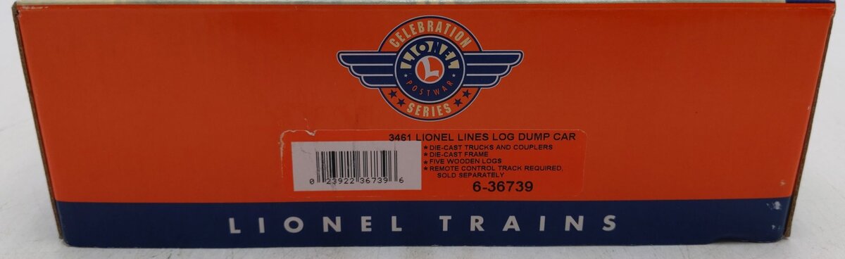 Lionel 6-36739 O Gauge PWC Lionel Lines Log Dump Car EX/Box