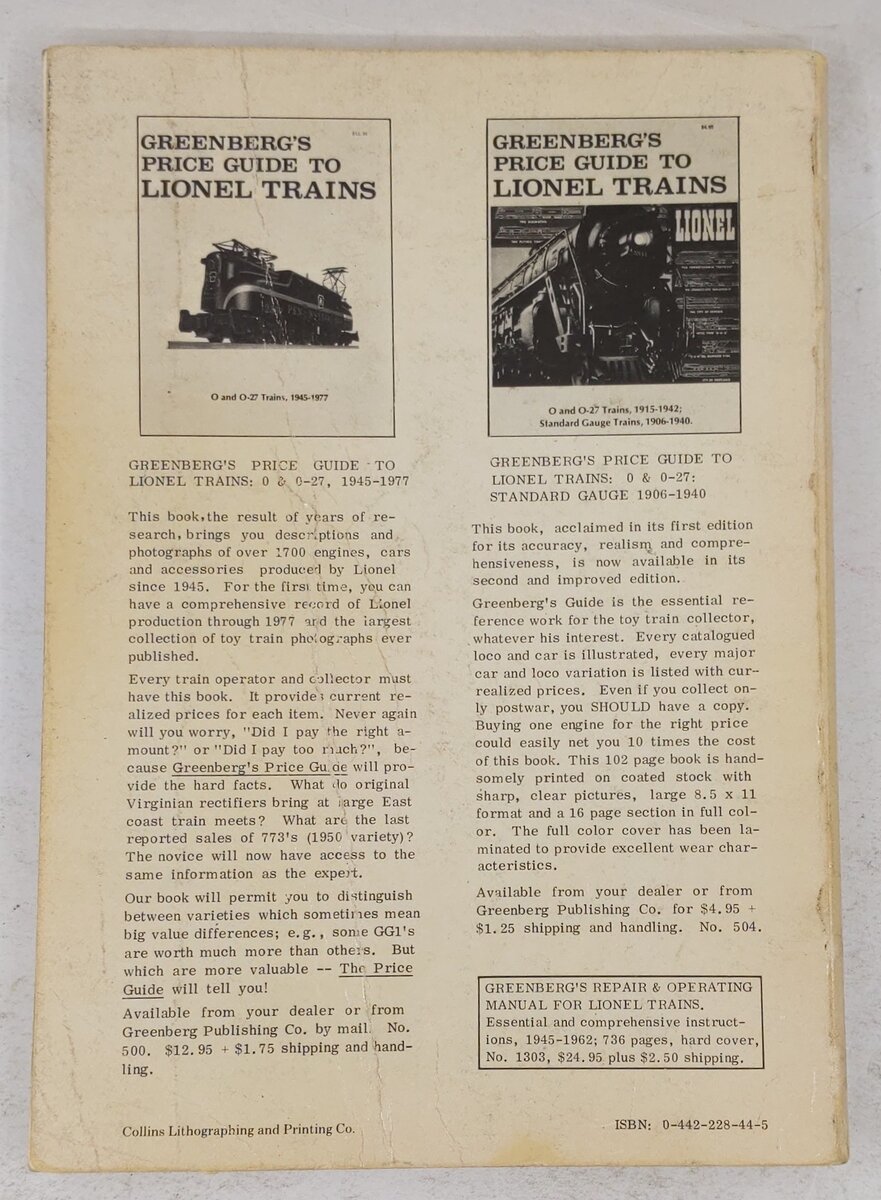 Greenberg's Operating Instructions with Layout Plans for Lionel Trains Paperback