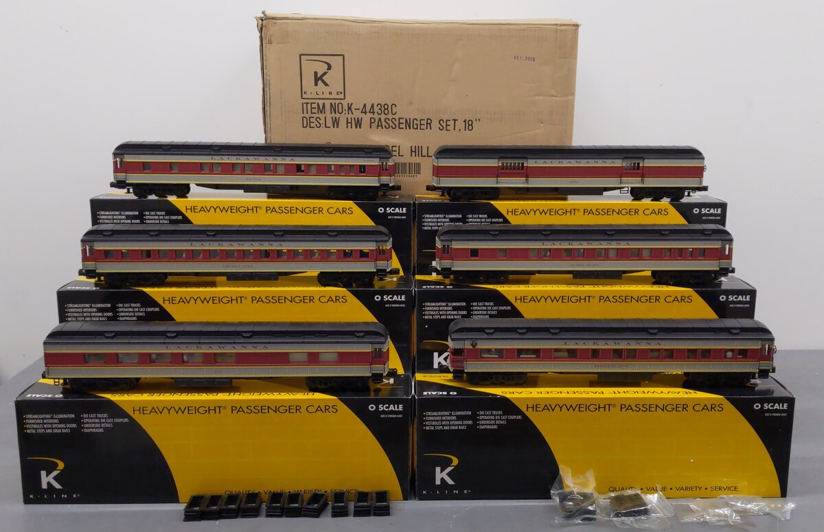K-Line K4438C O Delaware & Lackawanna Heavyweight 18" Passenger Cars (Set of 6) LN/Box