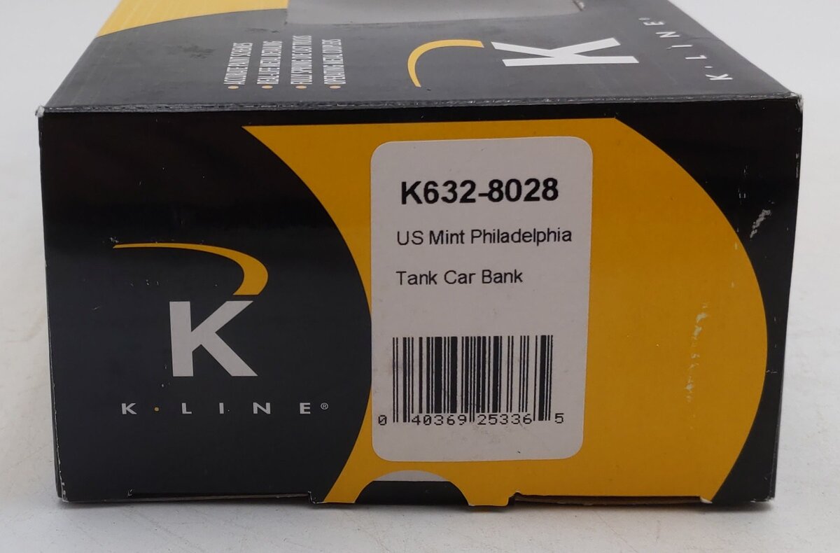 K-Line K632-8028 O Gauge US Mint Philadelphia Tank Car Bank #19106 EX/Box