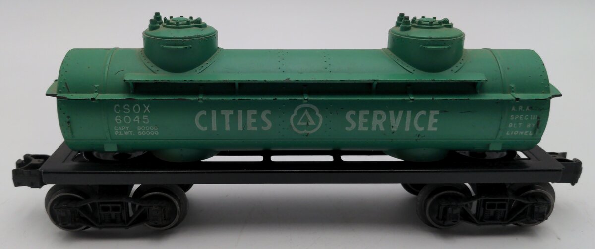 Lionel 6045 Vintage O Cities Service Green Double Dome Tank Car VG