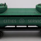 Lionel 6045 Vintage O Cities Service Green Double Dome Tank Car VG