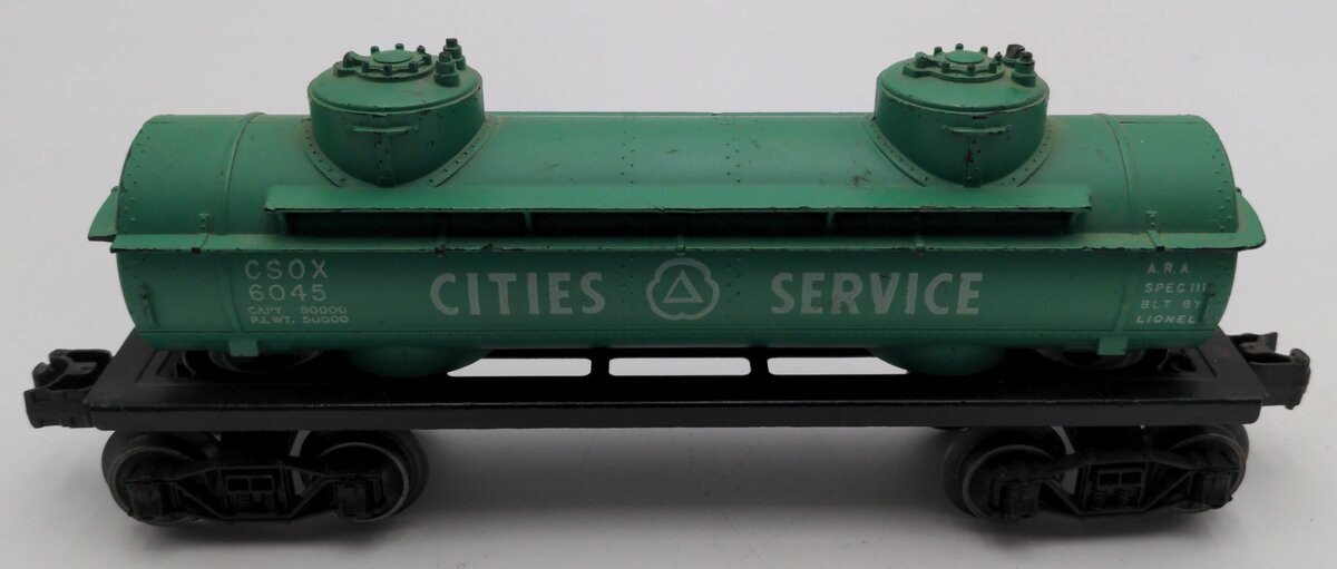 Lionel 6045 Vintage O Cities Service Green Double Dome Tank Car VG