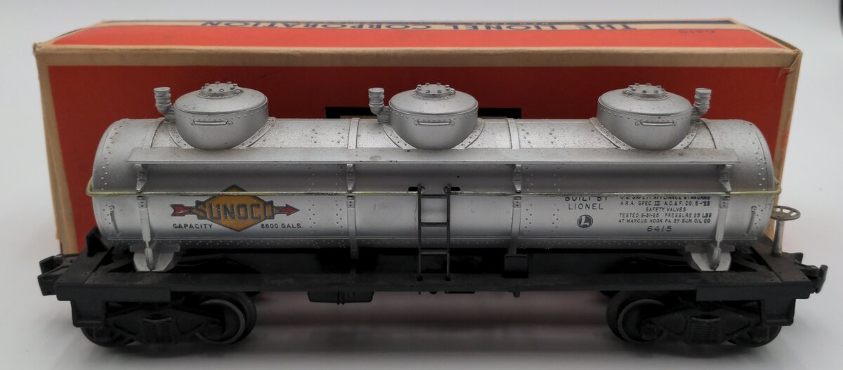 Lionel 6415 Vintage O Sunoco Triple Dome Tank Car VG/Box