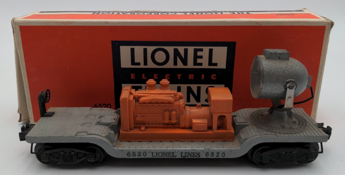 Lionel 6520 Vintage O Lionel Lines Orange Generator Operating Searchlight Car VG/Box