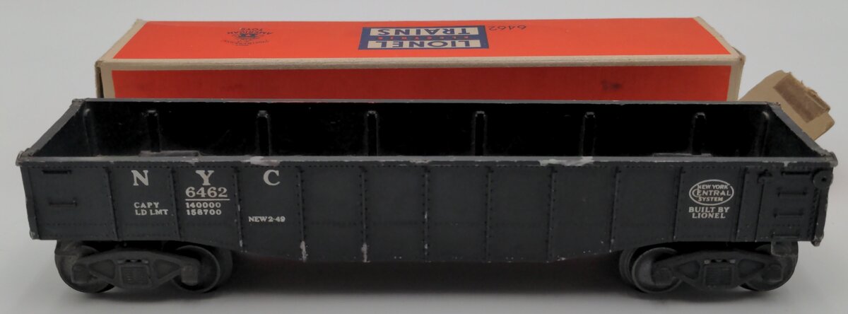 Lionel 6462 Vintage O New York Central Black Gondola VG/Box