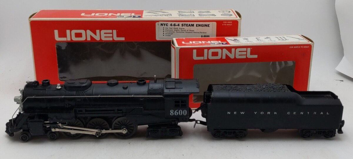 Lionel 6-8600 4-6-4 NYC Die-cast Hudson Steam Locomotive and Tender VG/Box