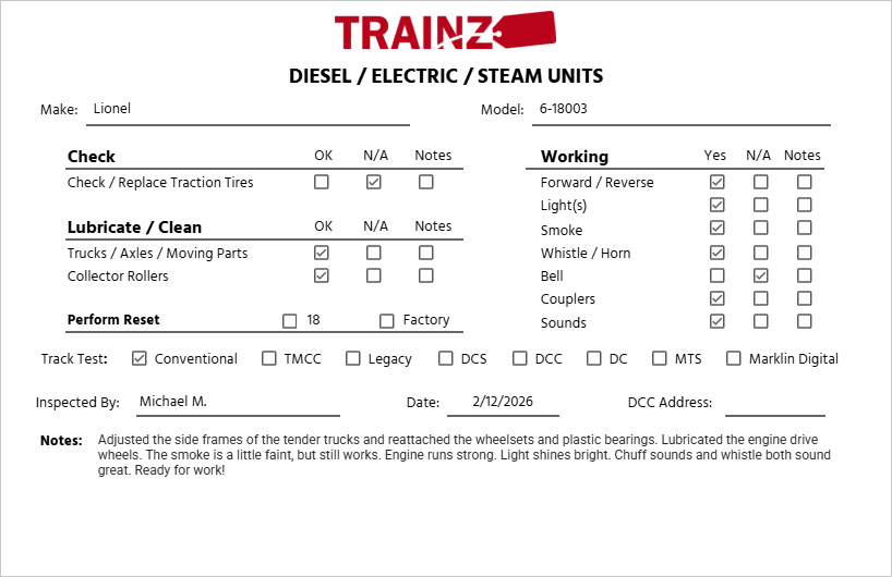 Lionel 6-18003 O Delaware, Lackawanna & Western 4-8-4 Locomotive & Tender #1501 EX/Box