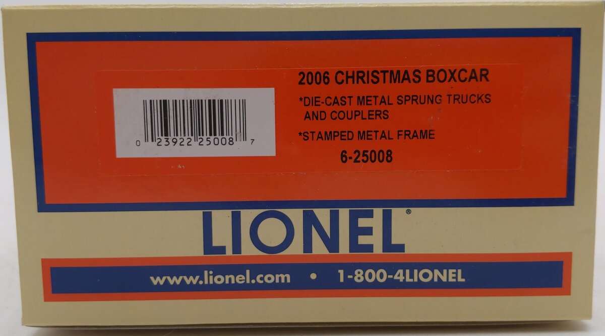 Lionel 6-25008 O Gauge 2006 Christmas Boxcar NIB