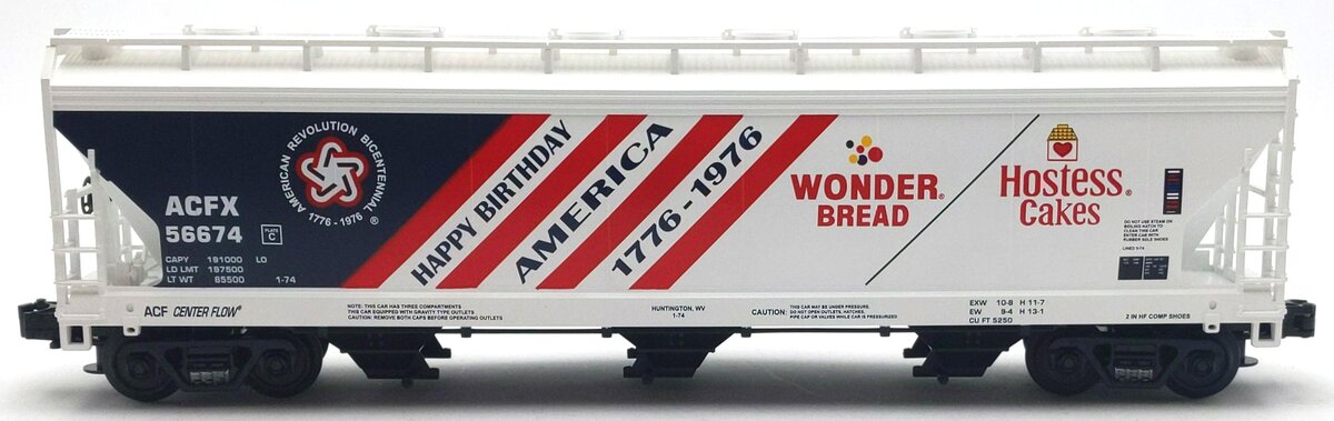 MTH 20-97455 O Wonder Bread 3 Bay Centerflow Hopper #56674 NIB