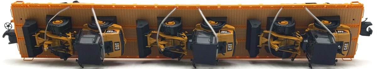 MTH 20-98649 Caterpillar 60’ Flat Car with 3 Wheel Loaders