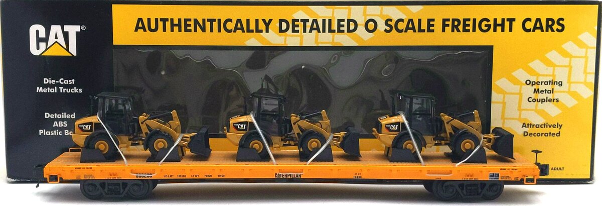 MTH 20-98649 Caterpillar 60’ Flat Car with 3 Wheel Loaders