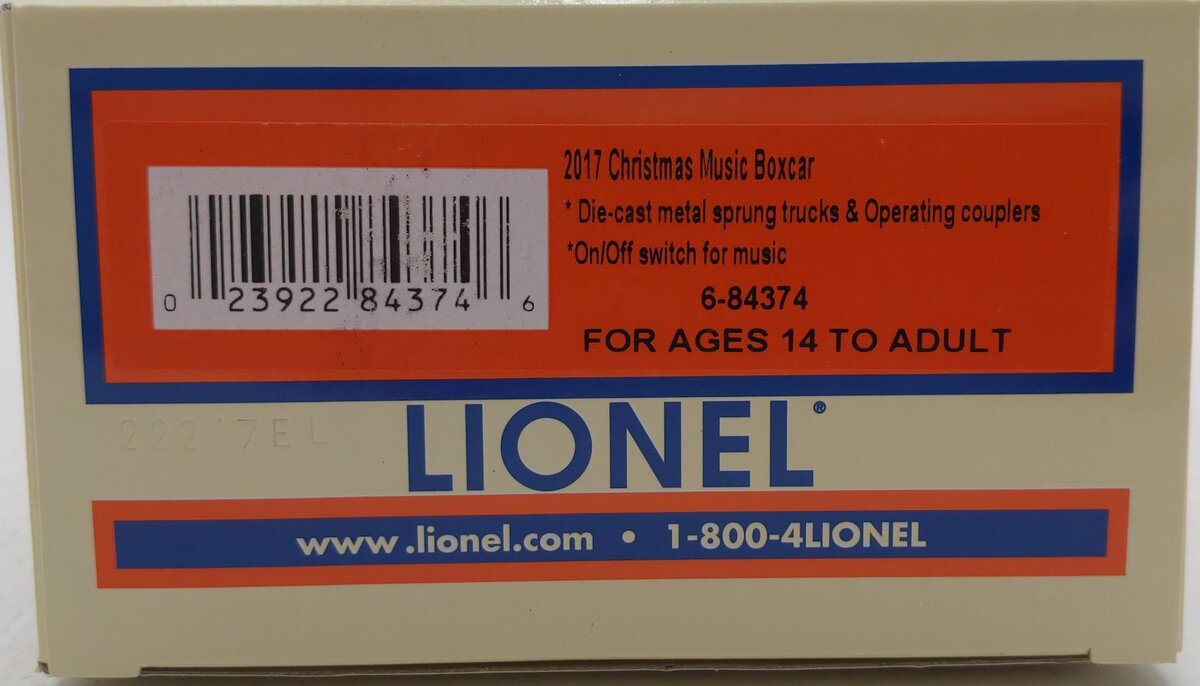 Lionel 6-84374 O Gauge 2017 Christmas Music Boxcar