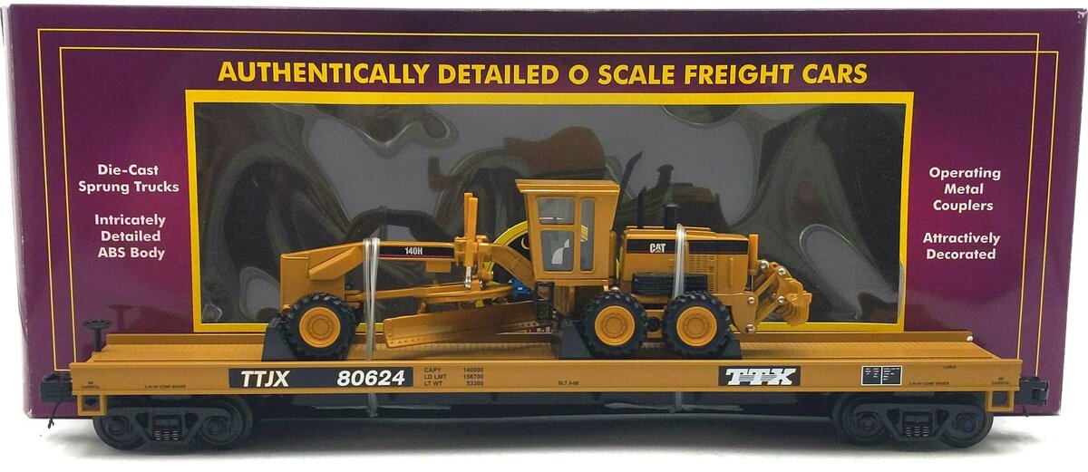 MTH 20-98446 O Gauge TTX Flatcar with 140 H Motor Grader LN/Box