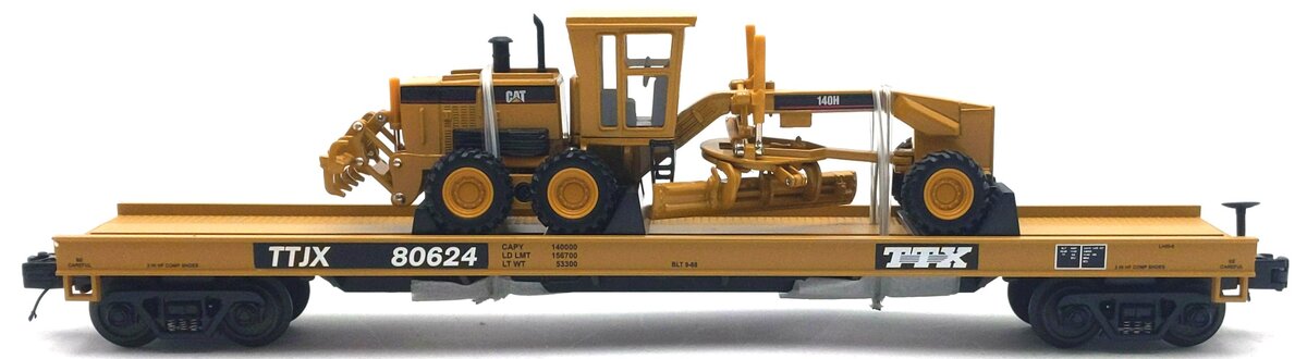 MTH 20-98446 O Gauge TTX Flatcar with 140 H Motor Grader LN/Box