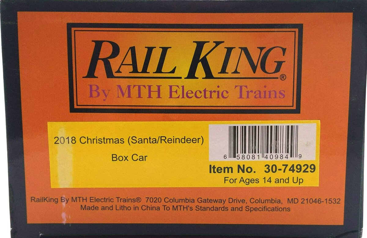 MTH 30-74929 O Christmas Box Car #2018