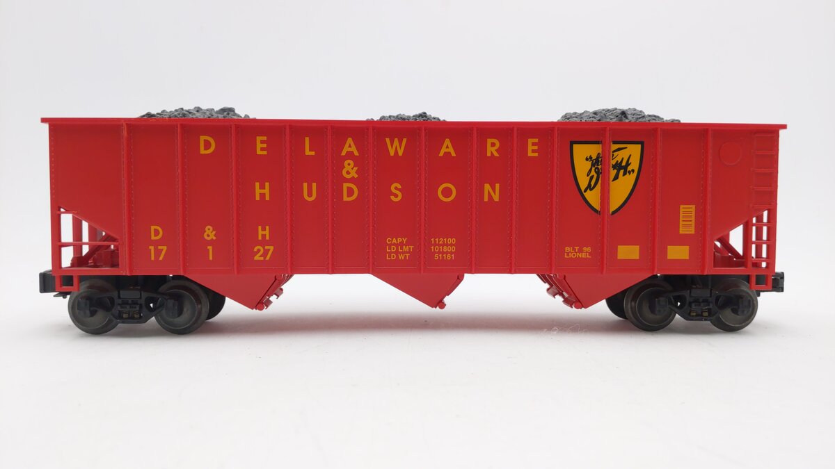 Lionel 6-17127 O Gauge Delaware & Hudson 3-Bay Hopper Car #17127 with Coal Load EX