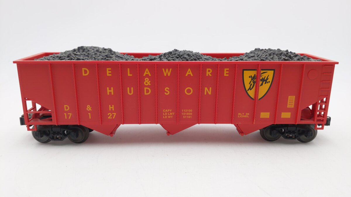 Lionel 6-17127 O Gauge Delaware & Hudson 3-Bay Hopper Car #17127 with Coal Load EX
