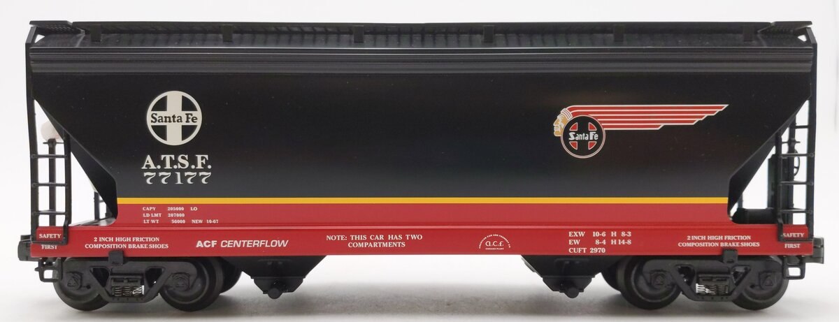 K-Line K6242-1051 O Gauge Santa Fe Black 2-Bay Hopper #77177 EX/Box