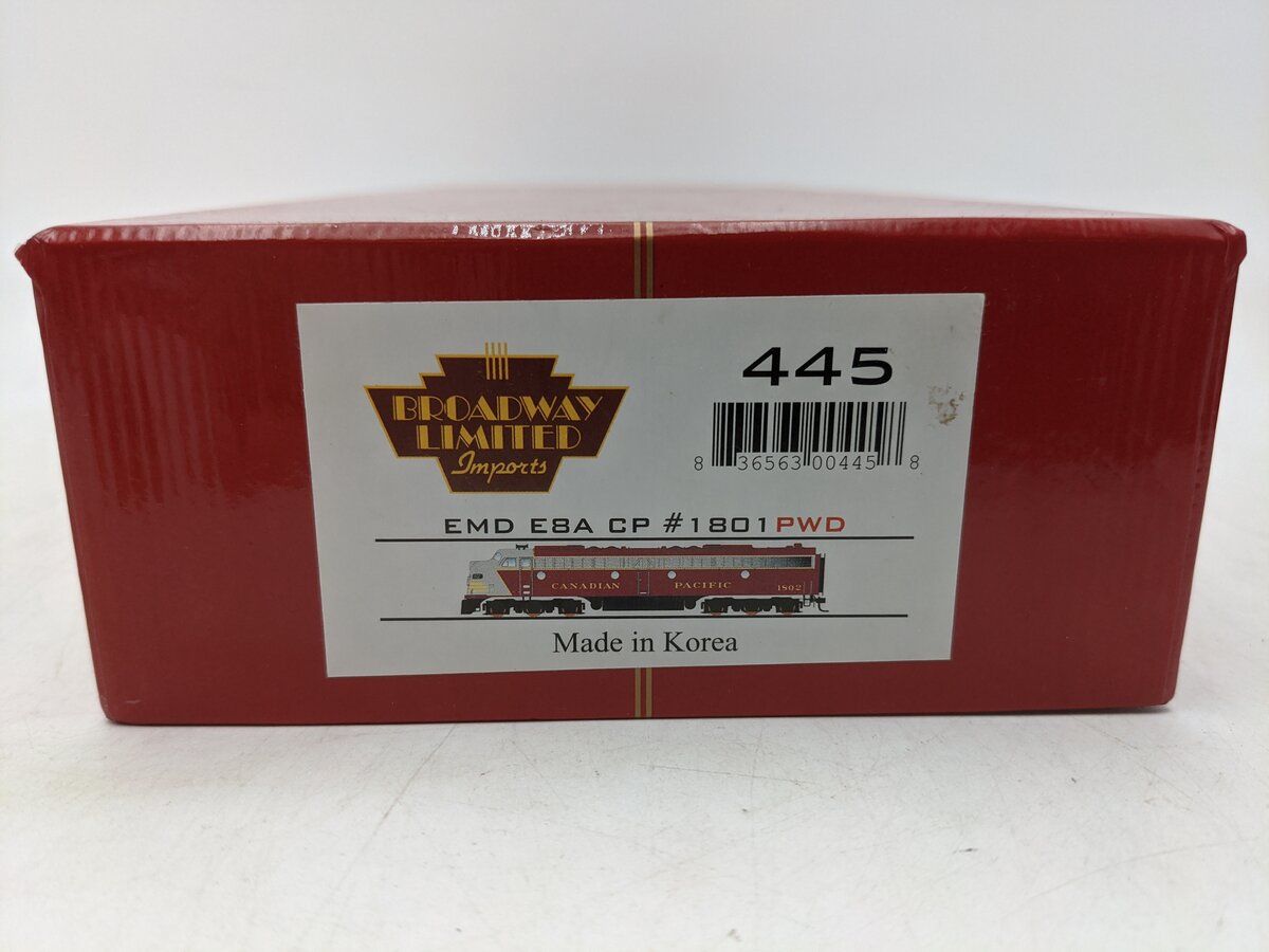 Broadway Limited 445 HO Canadian Pacific EMD E8A Diesel #1801 w/DCC & Sound EX/Box