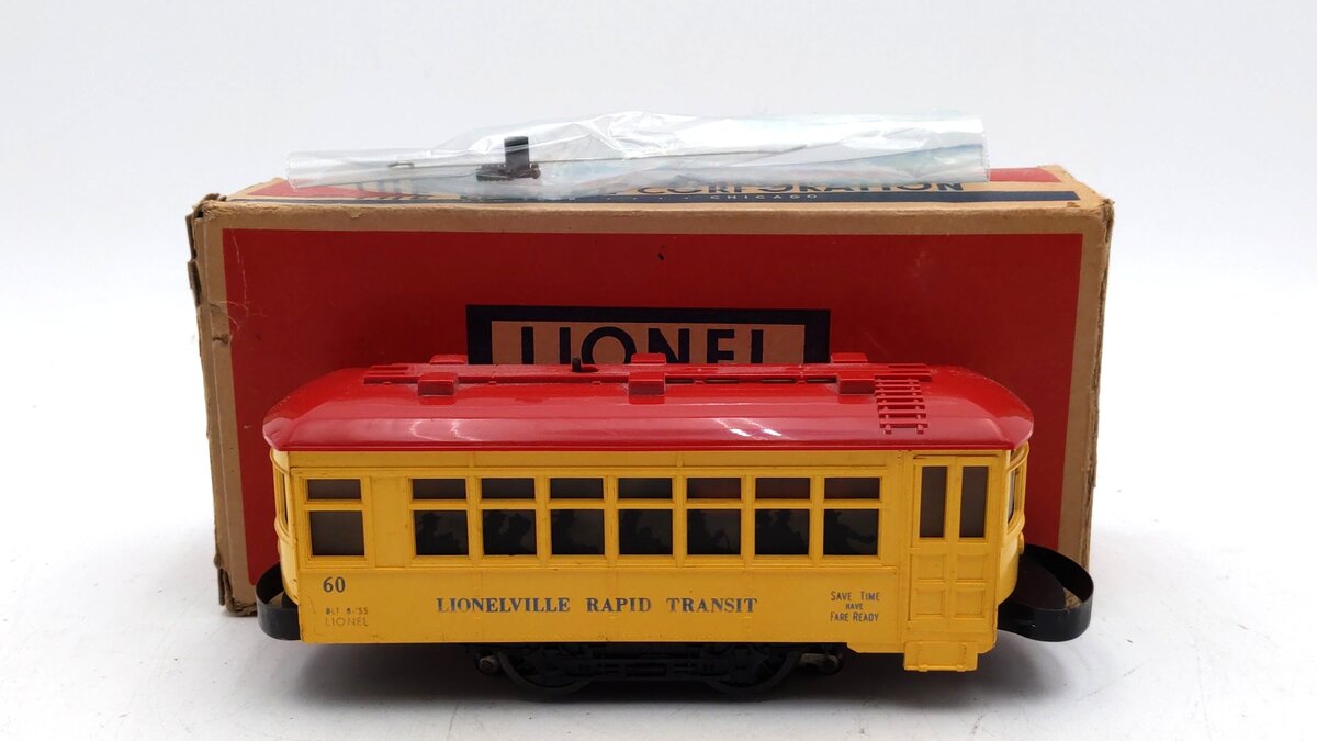 Lionel 60 Vintage O Lionelville Motorized Rapid Transit Trolley VG/Box