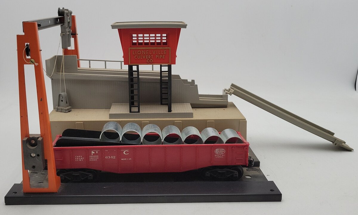 Lionel 345 Vintage O Motorized Culvert Unloader with Car VG