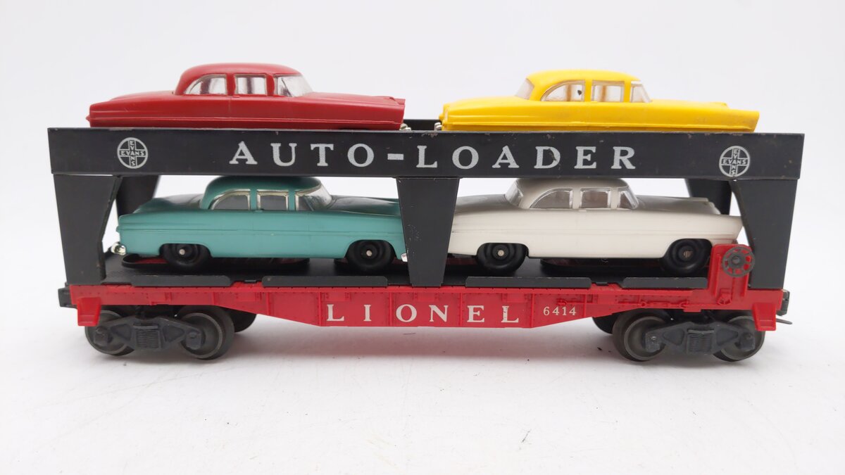 Lionel 6414 Vintage O Evans Autoloader with 4 Cheapie Autos - Rare Version VG/Box