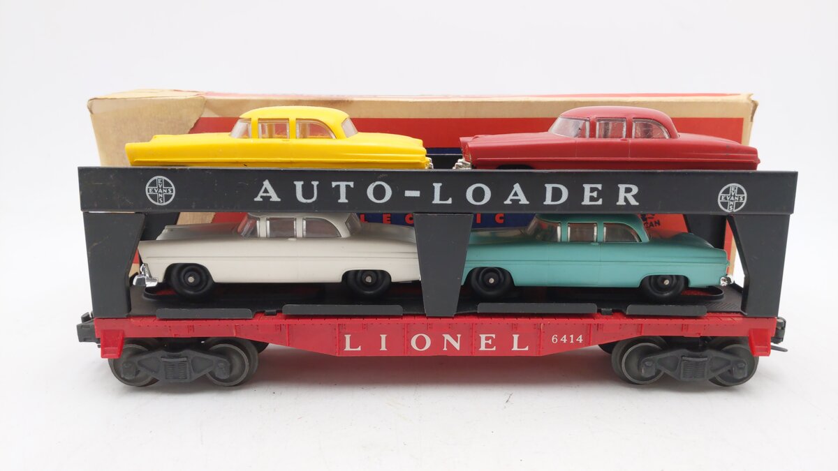 Lionel 6414 Vintage O Evans Autoloader with 4 Cheapie Autos - Rare Version VG/Box