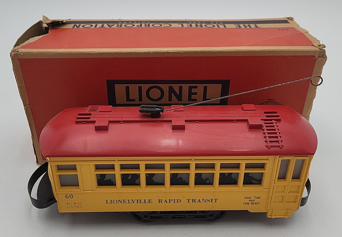 Lionel 60 Vintage O Lionelville Motorized Rapid Transit Trolley VG/Box