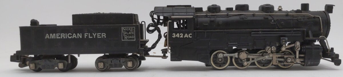 American Flyer 342AC Vintage S Nickel Plate Road 0-8-0 Switcher & Tender VG