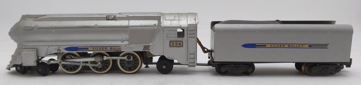 American Flyer 356 Vintage S Silver Bullet 4-6-2 Steam Locomotive & Tender VG