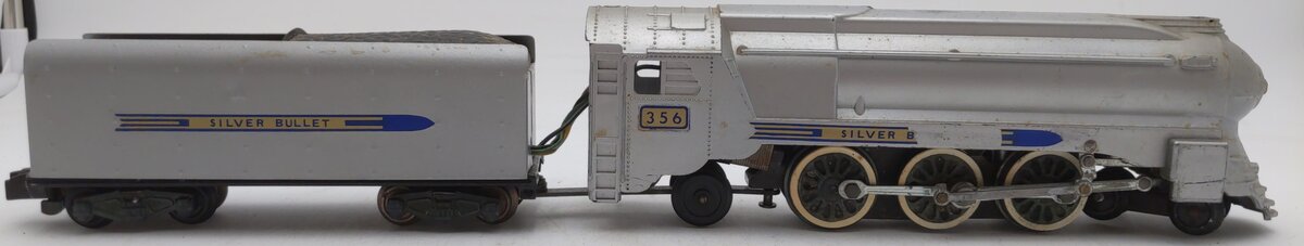 American Flyer 356 Vintage S Silver Bullet 4-6-2 Steam Locomotive & Tender VG