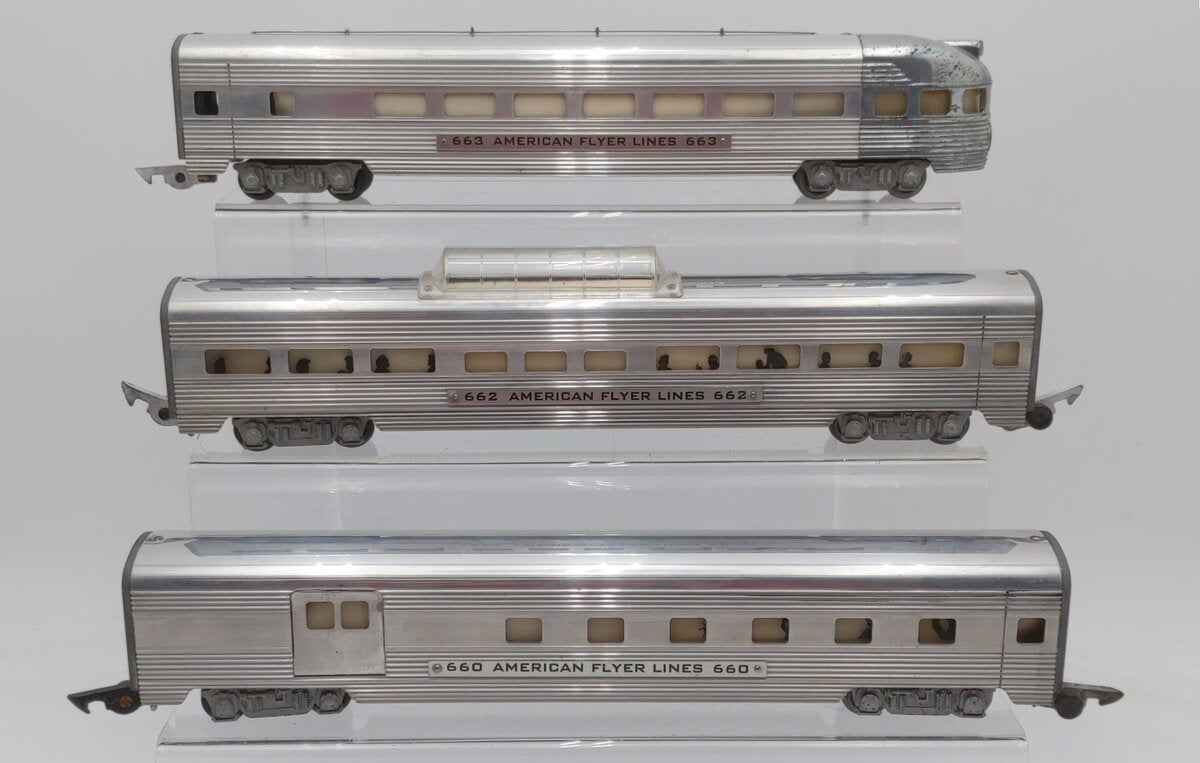 American Flyer S Post-War Assorted Passenger Cars: 660, 662, 663 [3] VG/Box