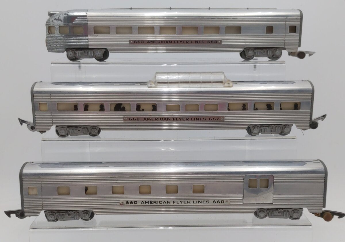 American Flyer S Post-War Assorted Passenger Cars: 660, 662, 663 [3] VG/Box