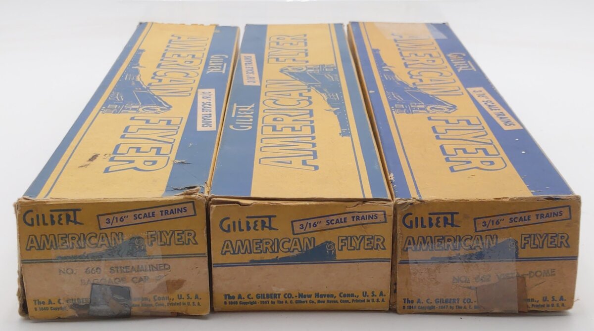 American Flyer S Post-War Assorted Passenger Cars: 660, 662, 663 [3] VG/Box