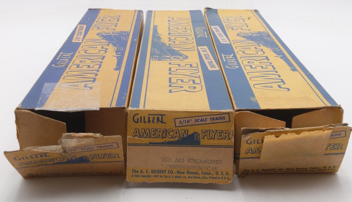 American Flyer S Post-War Assorted Passenger Cars: 660, 662, 663 [3] VG/Box