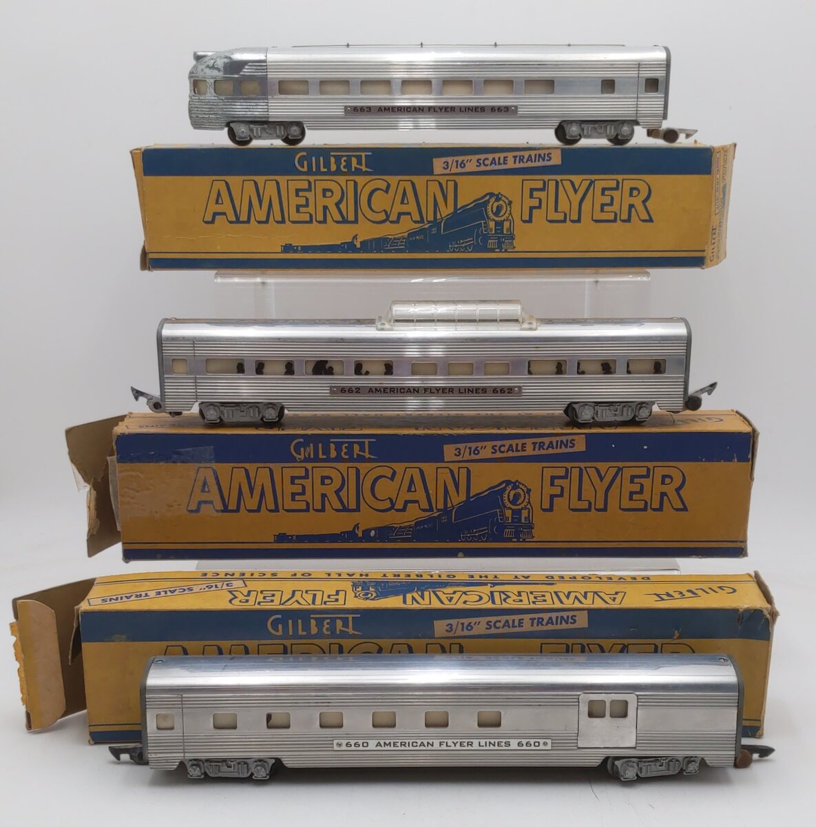 American Flyer S Post-War Assorted Passenger Cars: 660, 662, 663 [3] VG/Box