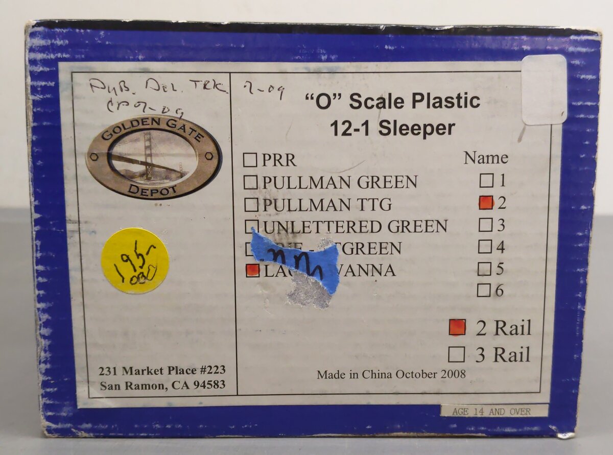Golden Gate Depot O Gauge Lackawanna "Appian" 2-Rail 12-1 Sleeper Car LN/Box