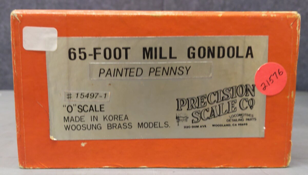 Precision Scale Co. 15497-1 BRASS 2-Rail PRR 65' Mill Gondola #439030- Painted/Box