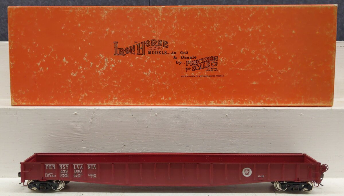 Precision Scale Co. 15497-1 BRASS 2-Rail PRR 65' Mill Gondola #439030- Painted/Box