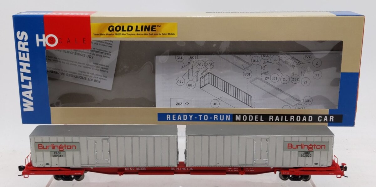 Walthers 932-41057 HO CBQ Flexi-Van Mark IV Flat Car with Trailer EX/Box