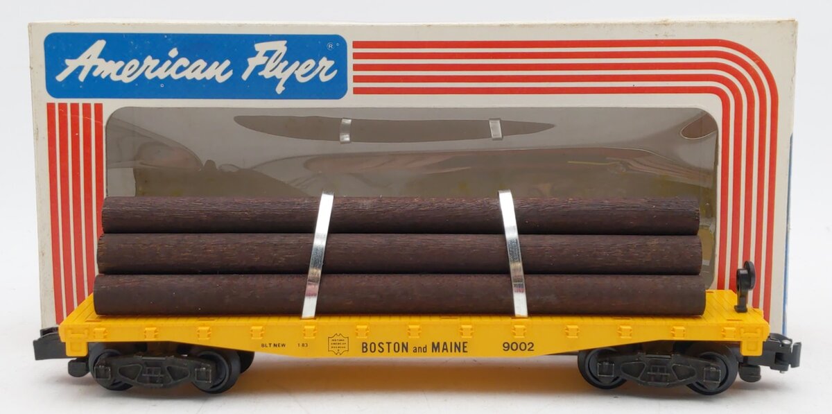 American Flyer 4-9002 S Gauge Boston & Maine Flat Car w/Logs EX/Box