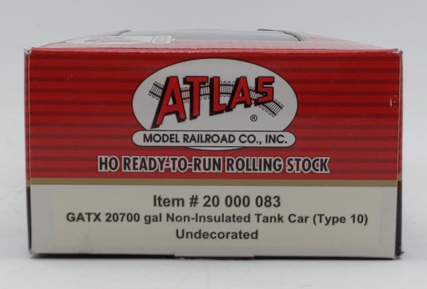 Atlas 20000083 HO Undecorated GATX 20,700 Gallon Non-Insulated Tank Car