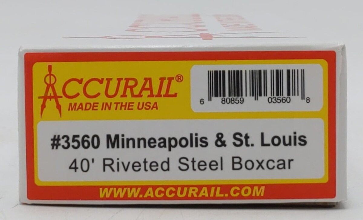 Accurail 3560 HO Minneapolis & St. Louis 40' AAR Steel Boxcar Kit #3586