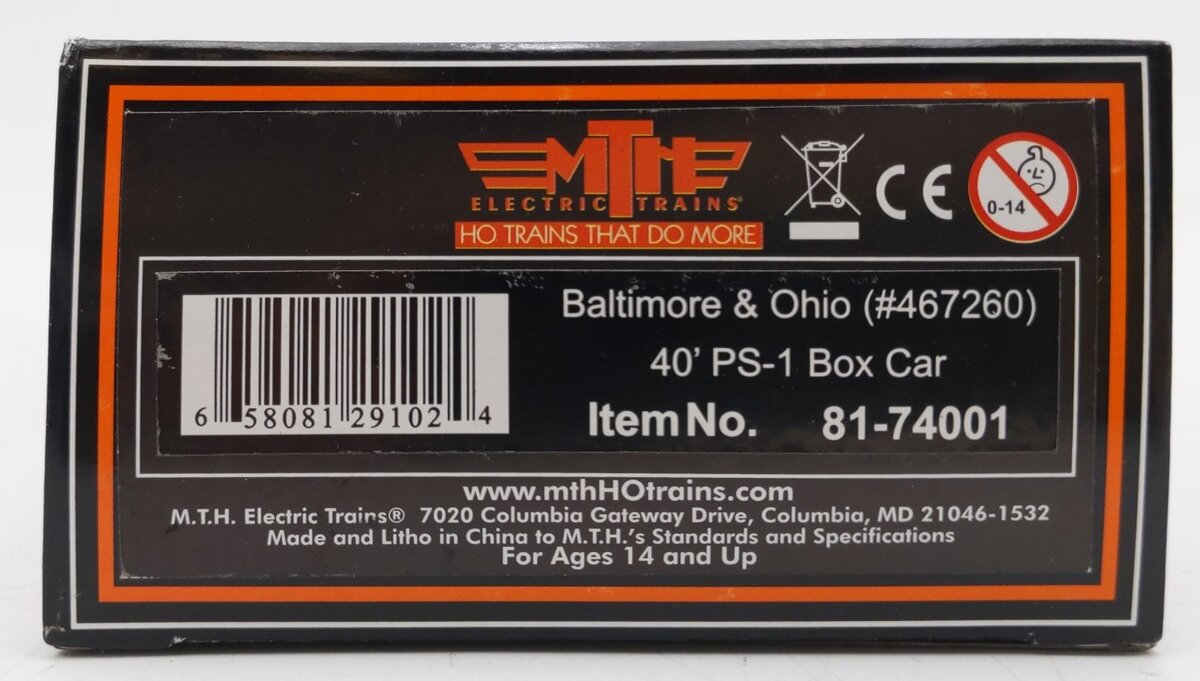MTH 81-74001 Baltimore & Ohio HO Scale 40' PS-1 Boxcar #467260