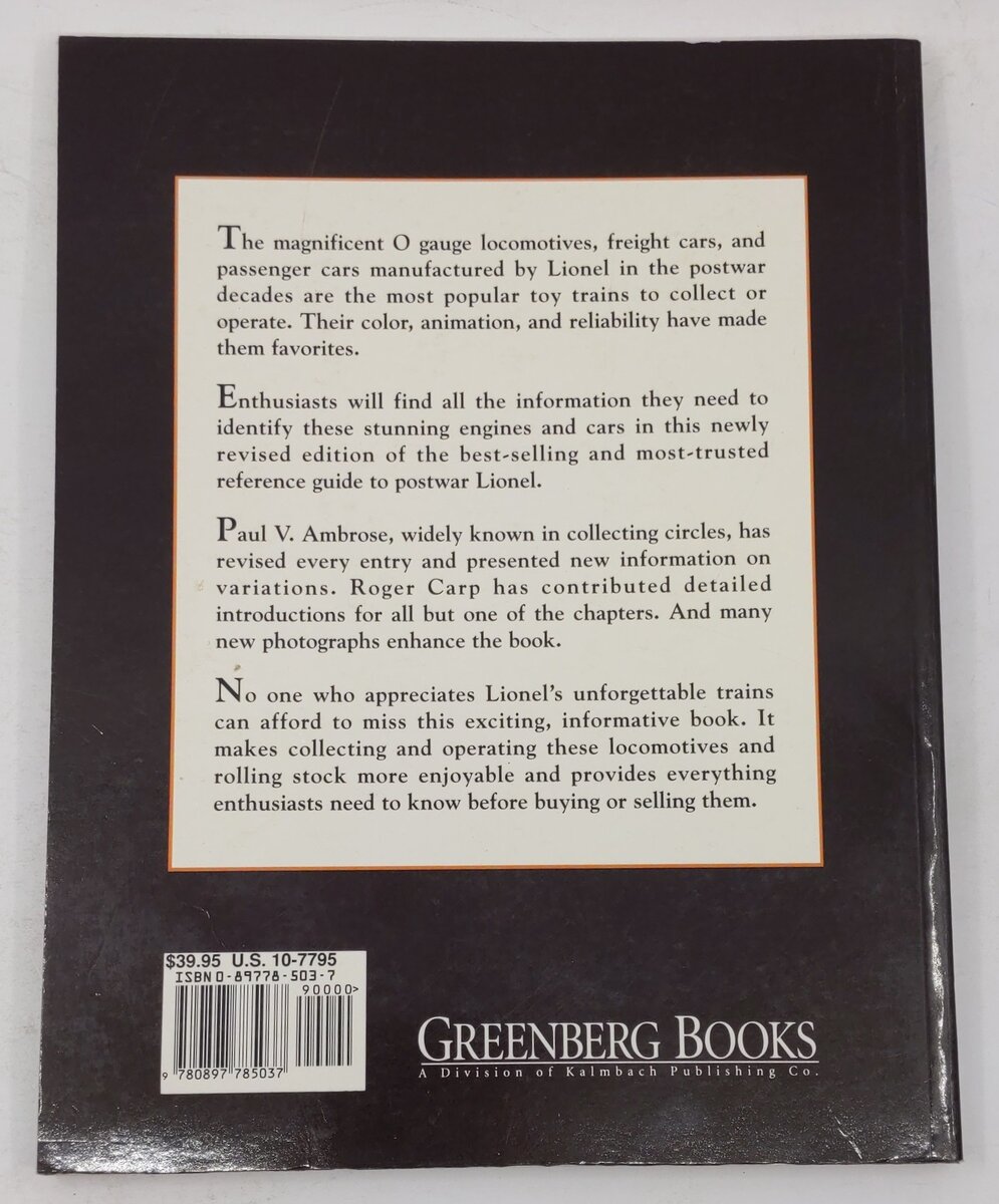 Greenberg's Guide to Lionel Trains, 1945-1969 Paperback Book By Paul V. Ambrose VG